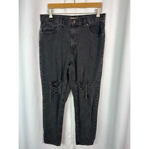 Levi's High Waisted Mom Jean Black Distressed Denim Grunge Streetwear Size 33